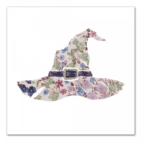 Floral Witch Hat Belted 24x24 Canvas Wall Art