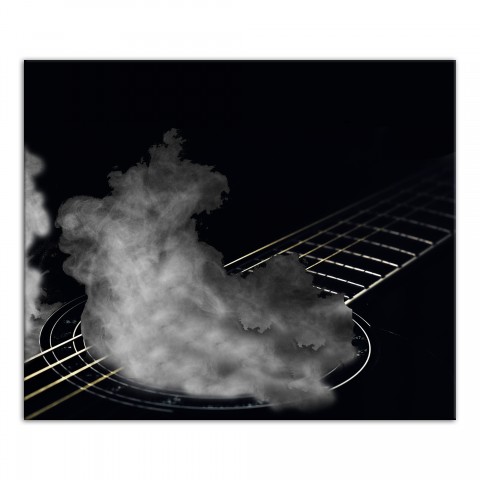 Black Smoke Guitar 20x24 Canvas Wall Art