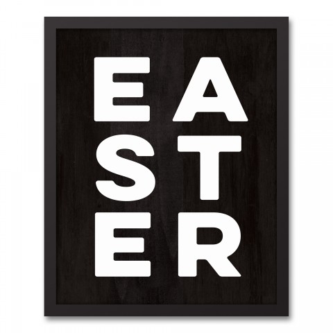 Easter Typography 16x20 Black Floating Framed Canvas