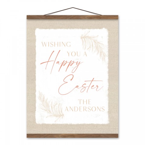 Wishing Happy Easter Personalized 16x20 Teak Hanging Canvas