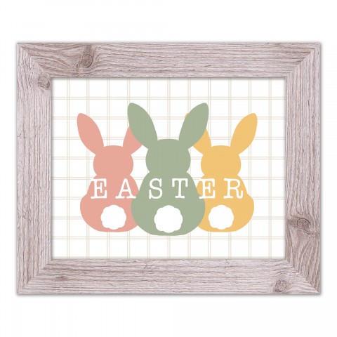 Easter Bunny Lineup On Grid 11x14 Western White Framed Print