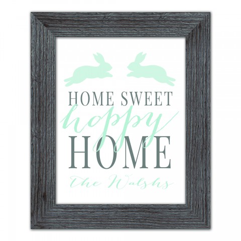 Home Hoppy Home Personalized 11x14 Western Gray Framed Print