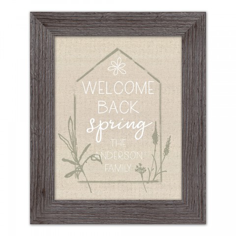 Welcome Spring House 1 Personalized 11x14 Western Gray Framed Print