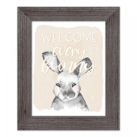 Welcome Every Bunny 11x14 Western Gray Framed Print