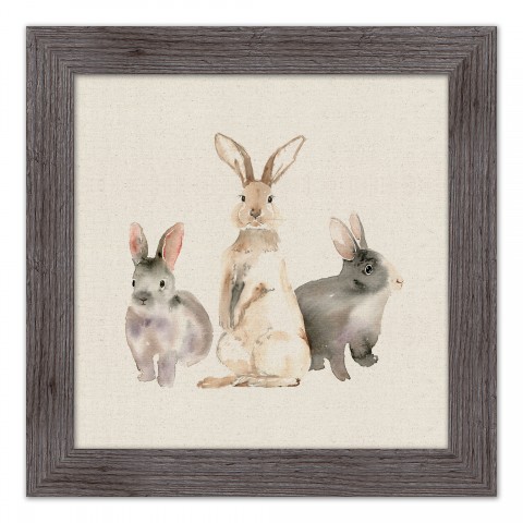Watercoloy Bunny Group 1 16x16 Western Gray Framed Print