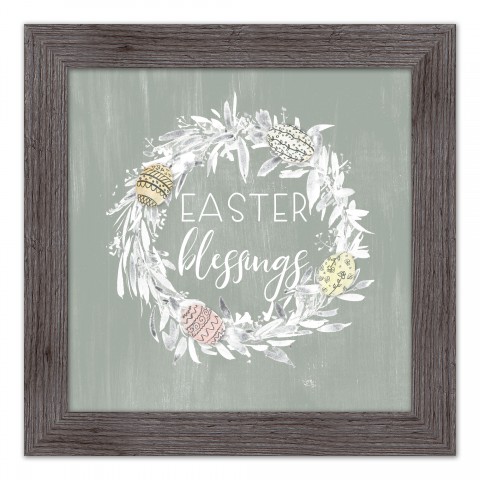 Easter Blessings Wreath 1 16x16 Western Gray Framed Print