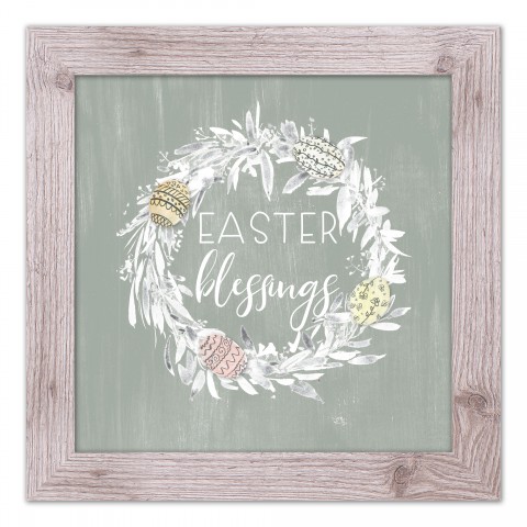 Easter Blessings Wreath 2 16x16 Western White Framed Print