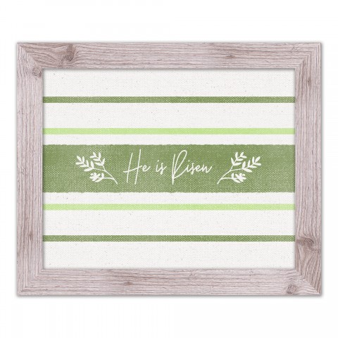 He Is Risen Green Stripes 2 16x20 Western White Framed Print