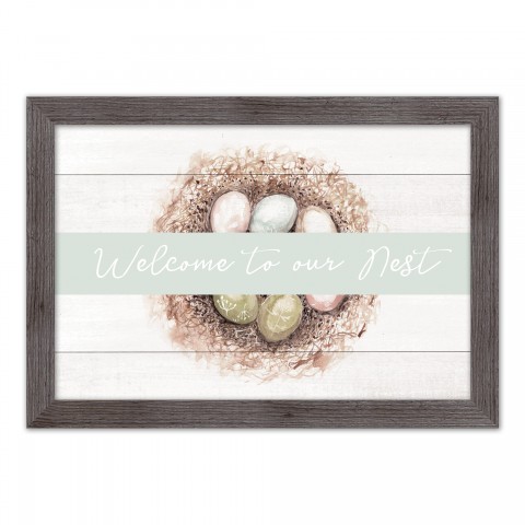 Easter Egg Nest Welcome 1 20x30 Western Gray Framed Print