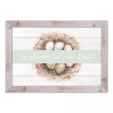 Easter Egg Nest Welcome 2 20x30 Western White Framed Print