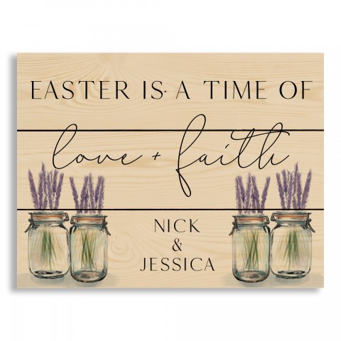 Easter Time Love Faith 1 Personalized 14x11 Pallet Wood Art