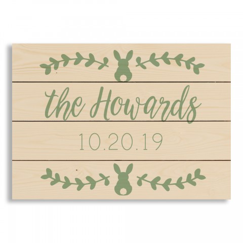 Fam Name Date Bunny Personalized 20x14 Pallet Wood Art