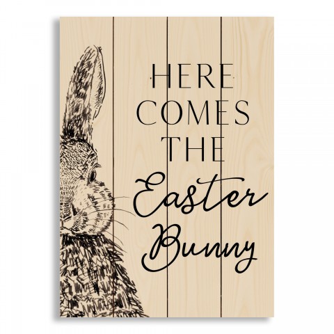 Here Comes The Easter Bunny 14x20 Pallet Wood Art