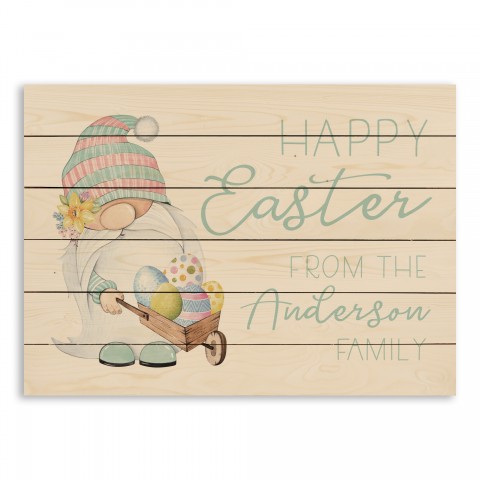 Happy Easter Gnome Personalized 30x20 Pallet Wood Art