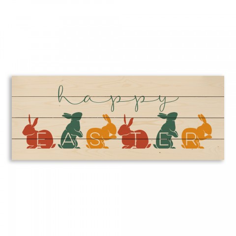 Happy Easter Bunny Lineup 36x14 Pallet Wood Art