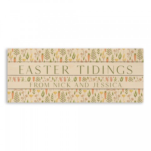 Easter Tidings Bunny Personalized 36x14 Pallet Wood Art