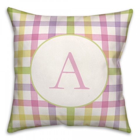 Pastel Plaid 2 Personalized 18x18 Indoor / Outdoor Pillow
