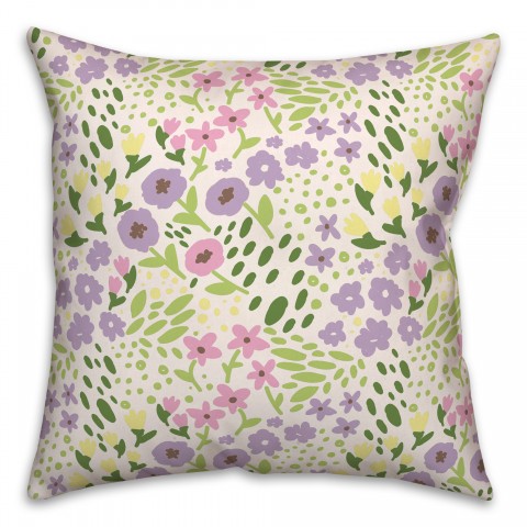Whimsical Spring Floral 2 18x18 Indoor / Outdoor Pillow