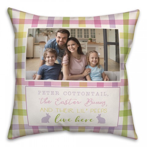 Easter Family Plaid 2 Personalized 18x18 Indoor / Outdoor Pillow
