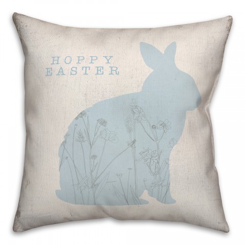 Hoppy Easter Bunny Flowers 18x18 Indoor / Outdoor Pillow