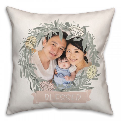 Blessed Easter Wreath 2 Personalized 18x18 Indoor / Outdoor Pillow