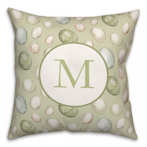 Sage Easter Eggs Pattern Personalized 18x18 Indoor / Outdoor Pillow