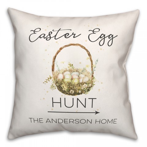 Easter Egg Hunt Basket 3 Personalized 18x18 Indoor / Outdoor Pillow
