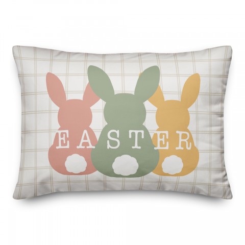 Easter Bunny Lineup 3 14x20 Indoor / Outdoor Pillow