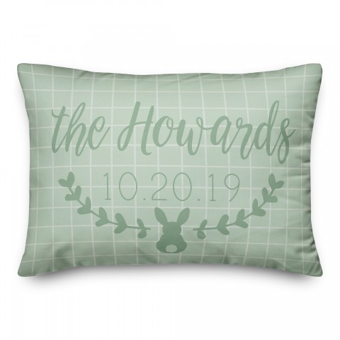 Fam Name Date On Grid Personalized 14x20 Indoor / Outdoor Pillow