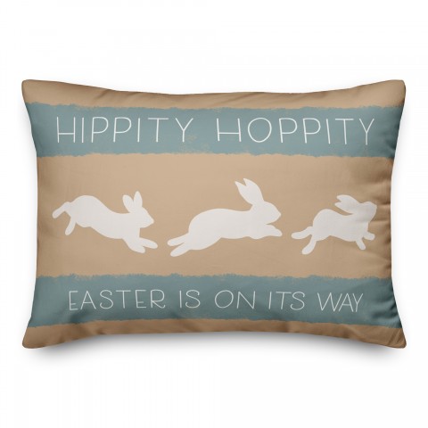 Hippity Hoppity Bunnies Tan 14x20 Indoor / Outdoor Pillow