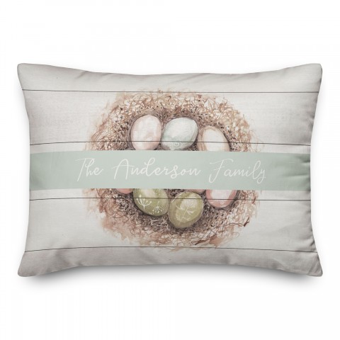 Easter Egg Nest Welcome Personalized 14x20 Indoor / Outdoor Pillow
