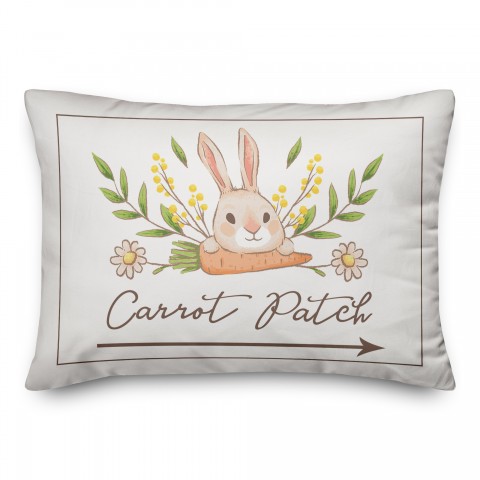 Bunny And Carrot Pattern Patch 14x20 Indoor / Outdoor Pillow