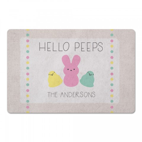 Hello Peeps Mat Personalized 27x18 Floor Mat