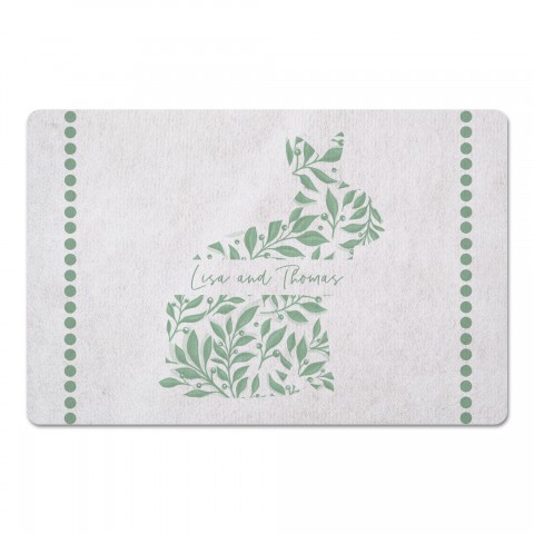 Floral Bunny Mat Personalized 27x18 Floor Mat