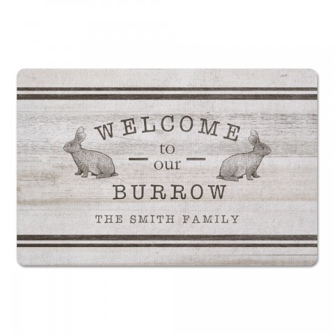 Welcome Burrow Bunny Mat Personalized 27x18 Floor Mat