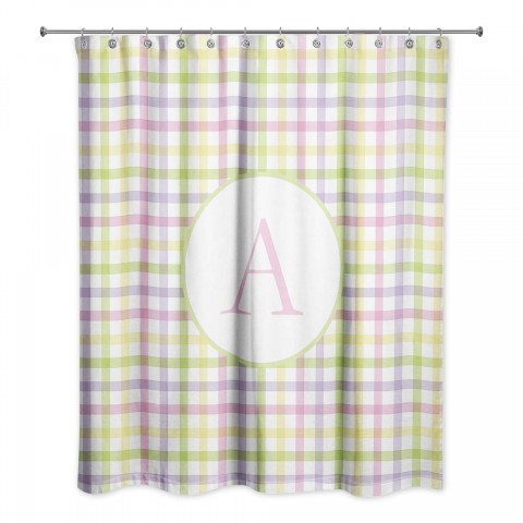 Pastel Plaid Shower Curtain Personalized 71x74 Shower Curtain