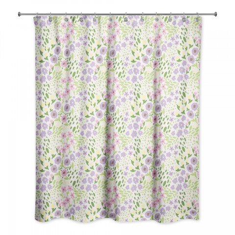 Whimsical Spring Floral Shower Curtain 71x74 Shower Curtain