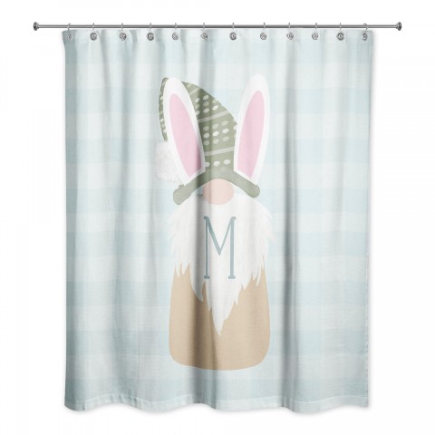 Cute Bunny Gnome Shower Curtain Personalized 71x74 Shower Curtain