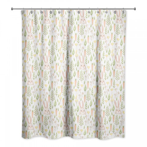 Bunny And Carrot Pattern Shower Curtain 71x74 Shower Curtain