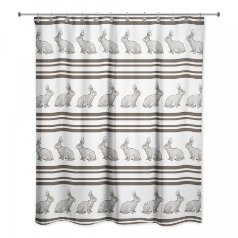 Bunny Stripes Shower Curtain 71x74 Shower Curtain