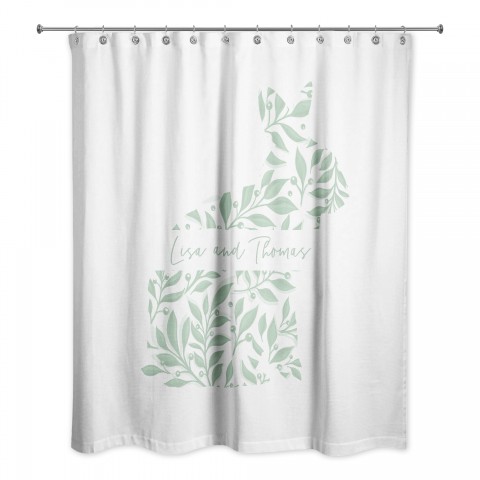Floral Bunny Shower Curtain Personalized 71x74 Shower Curtain