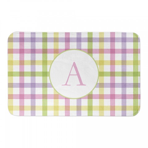 Pastel Plaid Bath Mat Personalized 34x21 Bath Mat