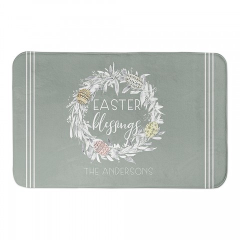 Easter Blessings Wreath Bath Mat Personalized 34x21 Bath Mat
