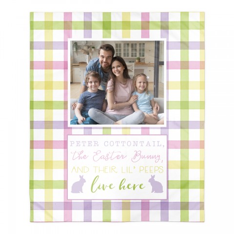 Easter Family Plaid Blanket Personalized 50x60 Sherpa Fleece Blanket
