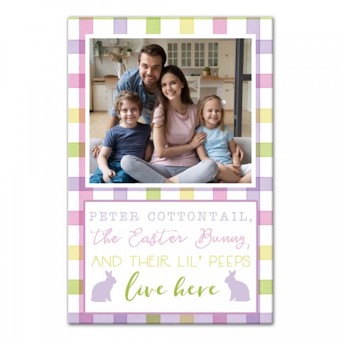 Easter Family Plaid Personalized 12x18 Canvas Wall Art