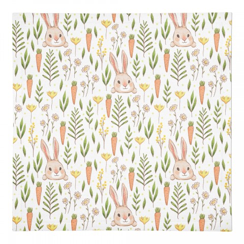 Bunny And Carrot Pattern Napkin 10x10 Cotton Twill Napkin
