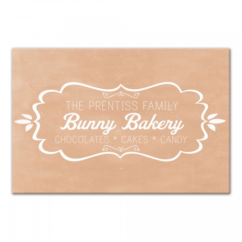 Bunny Bakery Personalized 12x18 Canvas Wall Art