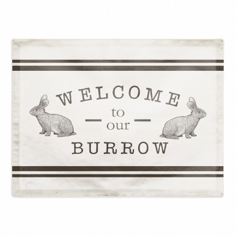 Welcome Burrow Bunny Placemat 18x14 Cotton Twill Placemat