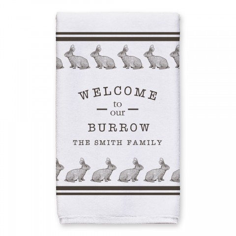 Welcome Burrow Bunny Stripes Personalized 16x25 Towel