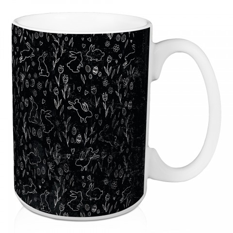 Chalk Easter Bunny Pattern Mug 15 oz Mug